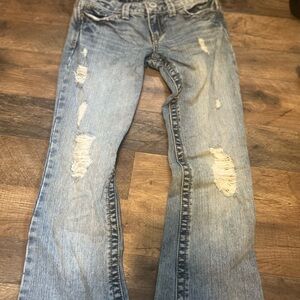 Aeropostale Light Blue Distressed Straight Leg Jeans